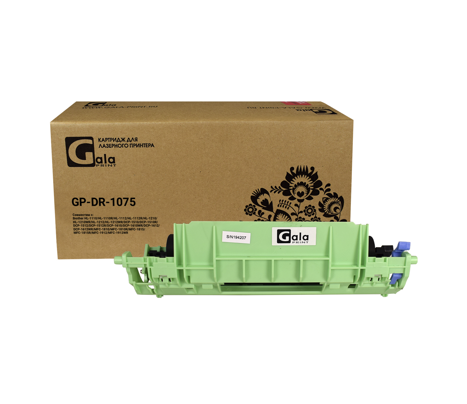 Драм-картридж GP-DR-1075 для принтеров Brother MFC 1810R/1815R/1510R/1512R 10000 копий GalaPrint
